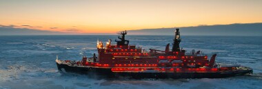 Θραύση πάγου, πλοίο, Αρκτική, Ηλιοβασίλεμα